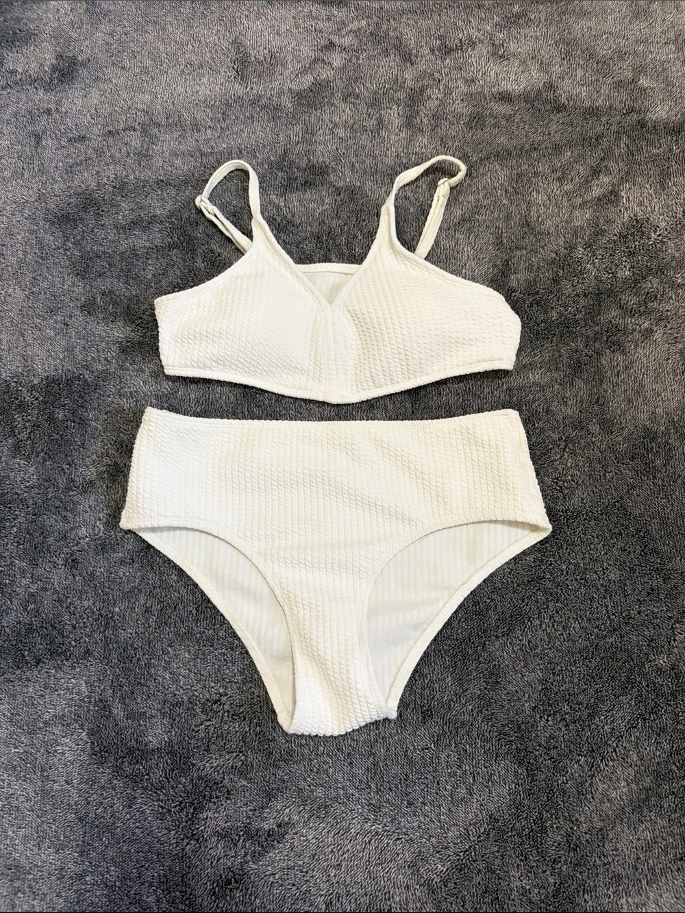 SHEIN White Textured High-Waist Bikini Set